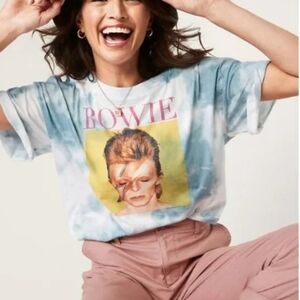 ⭐️40% Off⭐️ David Bowie Cropped Blue Tie-dye T-shirt